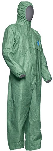25 Stk. DuPont Tyvek 500 Xpert Chemikalienschutzkleidung mit Kapuze, Kategorie III, Typ 5-B und 6-B Robust und Leicht Grün Größe XXL