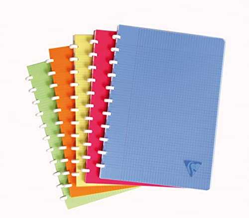 Clairefontaine 328136C - Ordner Linicolor Fresh DIN A4 21x29,7 cm, 72 Blatt abrennbar, kariert mit Rand, 90g, farbig sortiert, 1 Stück
