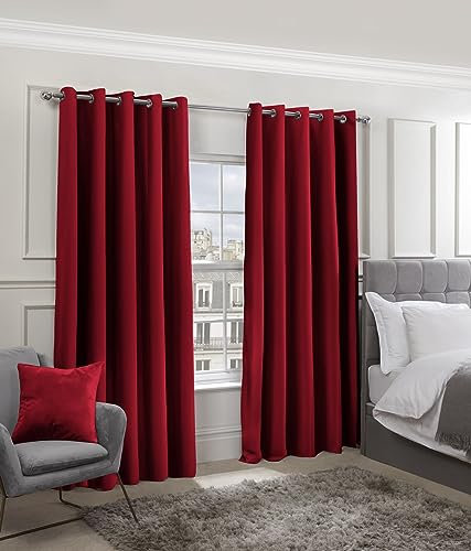 Emma Barclay Cali Eyelet - Woven Thermal Blackout Eyelet Curtains in Red - Width 66 x Drop 72 (168 x 183cm)