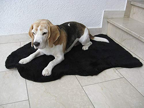 Reissner Lammfelle Engel Naturfelle Liegedecke für Katze und Hund Lammfell (Patch) Naturform schwarz