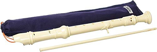 Aulos Flûte à bec en do soprano Elite 303A (doigté baroque, complet avec housse, baguette d'essuyage et tableau des doigtés, résine synthétique), ivoire