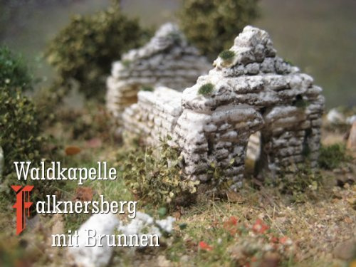 menta-modellbau Waldkapelle Falknersberg mit Brunnen, Spur N, Bausatz Spur 1:160 Bausteine