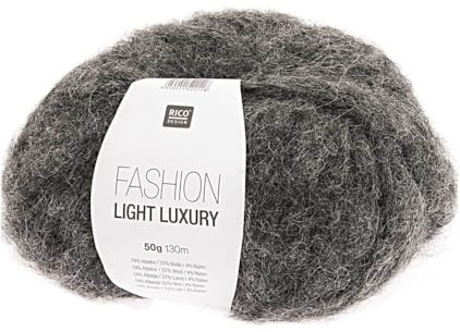 Rico Fashion Light Luxury Fb. 06 grau - leichte Wolle mit Alpakawolle zum Stricken & Häkeln made in Peru