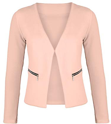 Danaest - Veste de tailleur - Blouson - Uni - Col Chemise Italien - Manches Longues - Femme, Rose - Rose, XX-Large