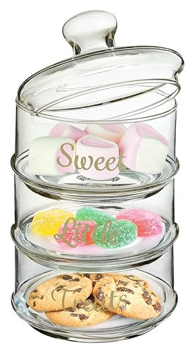 Premier Housewares Stackable Storage Jars, Clear, 3-Piece