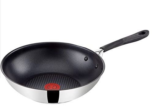 Tefal E85709 Jamie Oliver Edelstahl Wokpfanne/Wok, Antihaftbeschichtet, Pfanne Induktionsgeeignet, 28 cm
