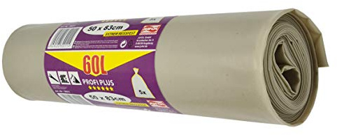 JUFOL Bauschuttsack - 60L - PROFI - 5 Stück auf der Rolle - 500 x 830 mm, 1 Stück, 30011
