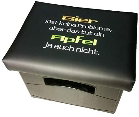 BierEx Design Bierkasten Sitz Bierkastensitz für Bierkiste Hocker schwarz Aufsatz Bierkiste für Stehtisch (Bier-Apfel)