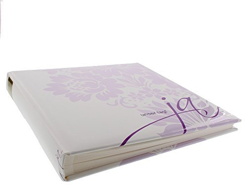 Goldbuch Hochzeitsalbum, Ja, 30 x 31 cm, 60 weiße Seiten mit Pergamin-Trennblättern, Kunstdruck mit Relieflack, Weiß/Flieder, 08021