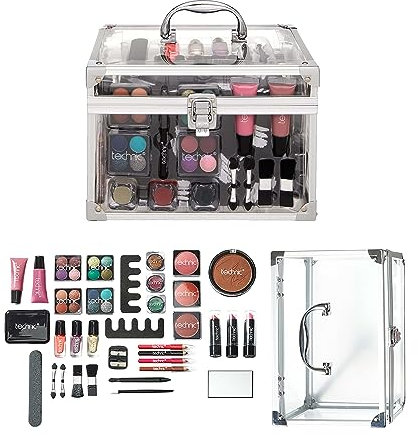 Technic Transparente Tragetasche und Aufbewahrungsbox für Zug, inkl. Beauty-Make-up, Kosmetik und Werkzeug, 36 Stück