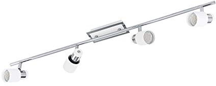 EGLO LED Deckenlampe Davida, 4 flammige Deckenleuchte, Deckenspot aus Metall in Chrom, Weiß, Wohnzimmerlampe, Spots inkl. GU10 Leuchtmittel, warmweiß