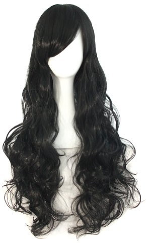 MapofBeauty 32 Langes Haar Spirale lockige Cosplay Kostüm Perücke (schwarz)