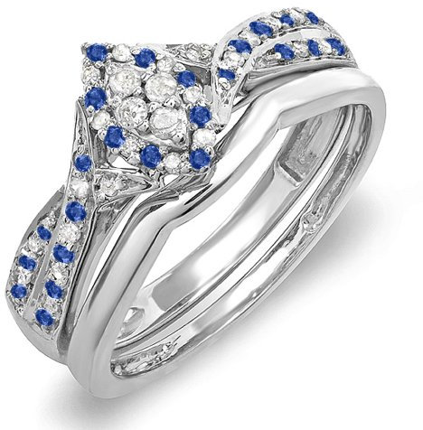 Dazzlingrock Collection Verlobungsring-Set, blauer Saphir und weißer Diamant, Marquise-Form, Sterlingsilber, Saphir, Sterling Silber, Saphir