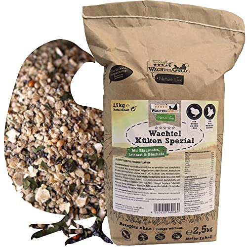 WachtelGold Wachtel Küken Spezial | Premium Wachtelfutter ab dem 1. Tag | Alleinfutter für Wachtelküken mit Leinsaat, Blaumohn & Oregano | 100% ohne Gentechnik & Palmöl