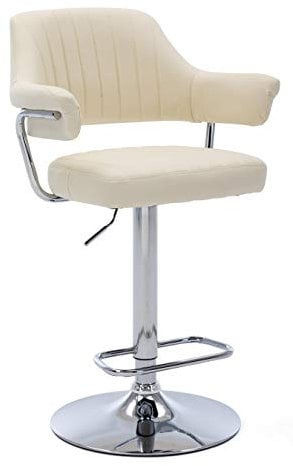 Hnnhome, moderne, gepolsterte Drehstuhl-Barhocker, Kunstleder beige
