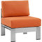 Modway 3 Stück Shore Outdoor Terrasse Aluminium Sektionaltor Sofa-Set, Silber/Beige