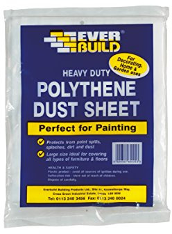 Everbuild Polythene Dust Sheet – Heavy Duty – Waterproof – Clear – 12 ft x 9 ft (3.6 m x 2.7 m)