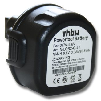 vhbw Battery compatible with Black & Decker HP231, HP131, HP131K-2, FSL96, HP9060, HP 131K-2, HM9600 Power Tools (3000 mAh, NiMH, 9.6 V)