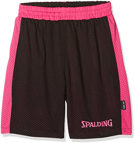 SPALDING - ESSENTIAL REVERSIBLE SHORT - Short de basket - Short reversible - Confort maximal - noir/rose - FR : 164 (Taille Fabricant : 14 ans)