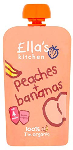 Ella's Kitchen, Stage 1 From 4 Months Organic Peaches and Bananas ,120 g, (Pack of 7)
