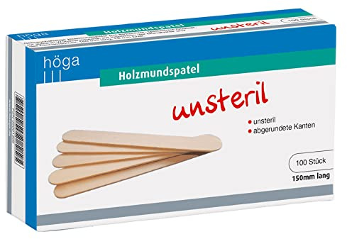 Holzmundspatel, 150 mm lang, unsteril, 100 Stück pro Packung, 3er-Pack