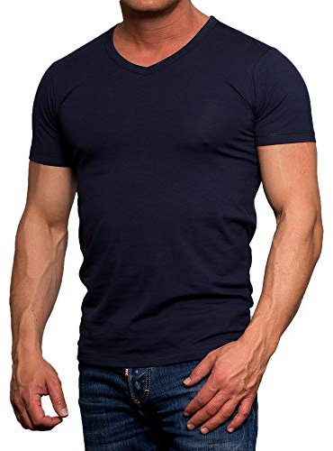 Jack and Jones Basic V-Neck Short Sleeve Men's T-Shirt Navy Blue Small
