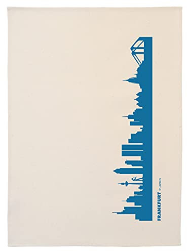 44spaces Frankfurt Skyline Küchentücher Stadt Design blau, 50x70 cm Reine Baumwolle (Bio), Geschirrtücher für Frankfurter & Fans, Geschenkidee Geburtstag Grill-Saison Garten-Fest Mitbringsel