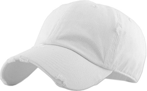 KBETHOS Vintage Washed Distressed Cotton Papa Hut Baseball Cap einstellbar Polo Trucker Unisex Style Headwear (Vintage) weiß einstellbar