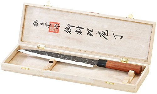 TokioKitchenWare Filetiermesser: Filiermesser mit Echtholzgriff, handgefertigt (Lachsmesser, Filitiermesser, Messerblock)