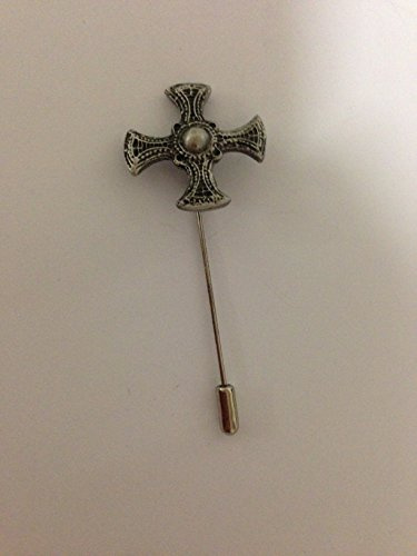 St. Cuthberts Kreuz R17 Zinn Motiv auf Krawattennadel Hut Schal Kragen Mantel, Hartzinn