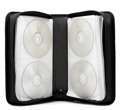 GOODS+GADGETS CD-Wallet/Mappe & DVD-Tasche aus robustem Nylon und Zwischenseiten aus Stoff, Disc-Organizer verschließbar mit Reisverschluss (120 CDs)