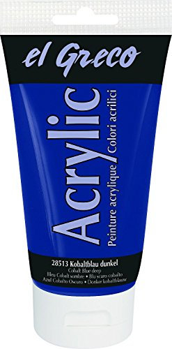 KREUL 28513 - El Greco Acrylic, 150 ml Tube in kobaltblau dunkel, hochpigmentierte, glänzende Acrylfarbe in Studienqualität, buttrig vermalbar, für pastose Malerei