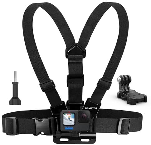 Sametop Chest Mount Harness Chesty Strap Compatible with GoPro Hero 13, 12, 11, 10, 9, 8, Hero 7 Black/Silver/White, 6, 5, 4, Session, 3+, 3, 2, 1, Hero(2018), Fusion, Max, DJI Osmo Action Cameras
