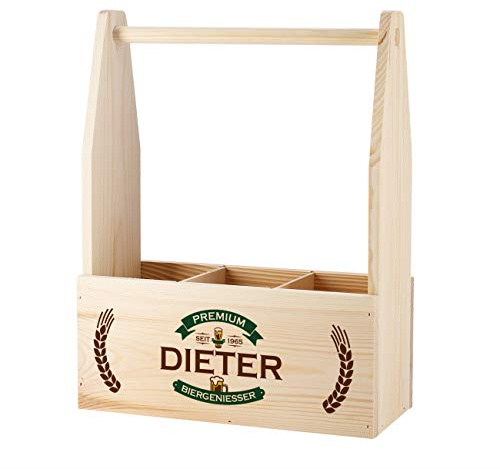 Cera & Toys® Premium Bierträger zum Geburtstag für 3 Flaschen mit Aufdruck des Namens und Jahr Biermotiv