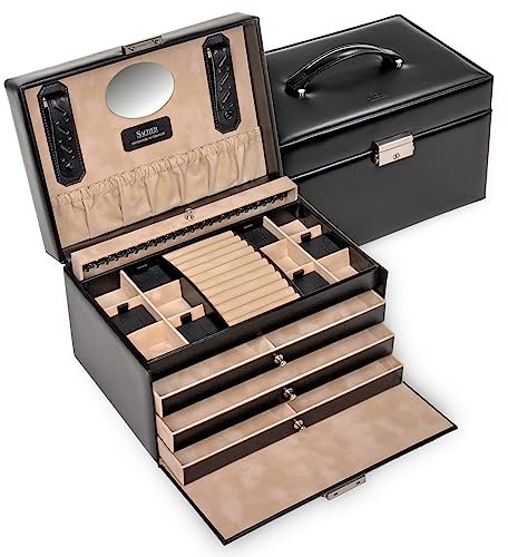 Schmuckkasten Jasmin new classic/schwarz (Leder)