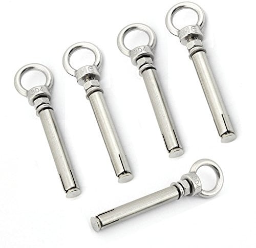 Yasorn Vite ad espansione con bullone ad anello in acciaio inossidabile M6x80mm, confezione da 5 pezzi