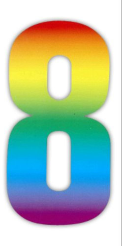 Wheelie Bin numbers Rainbow 8