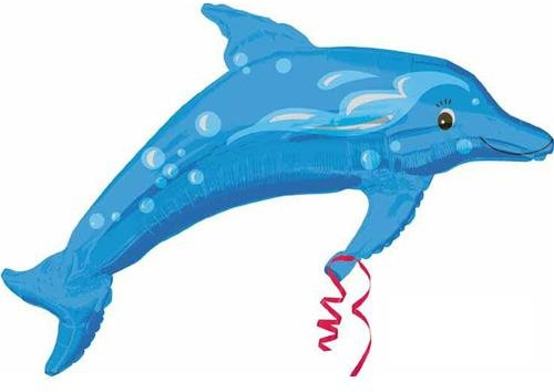 Folat 22906-02A Folienballon Happy Blue Dolphins, blau