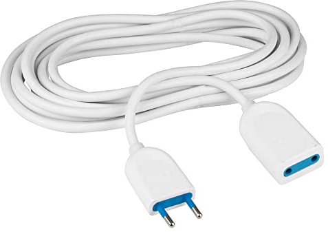 POLY POOL - PP0377.1S Prolunga Elettrica Bianca 250V Cavo Elettrico Estensibile 5 Metri - Spina Elettrica Italiana 10A 2P - Presa Elettrica Italiana 10A 2P - Prolunga 5 Metri Bianca 100% Made in Italy