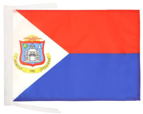 AZ FLAG - Drapeau Pays de Saint-Martin - 45x30 cm - Pavillon Du Royaume Des Pays-Bas 100% Polyester Avec Deux Cordelettes - 20g