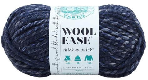Lion Brand Yarn Wool-Ease Thick & Quick, Super Bulky Wool Blend Yarn for Knitting, Crochet, and Crafts, River Run, 1 Pack