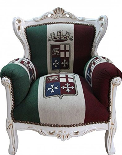Casa Padrino Barock Kinder Sessel Italien/Creme - Thron Italien Italienische Flagge Tron