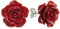 Orecchini in argento Sterling color corallo simulato a forma di rosa, da 15 mm, chiusura a farfalla e argento, colore: Red, cod. QE1122-227X2