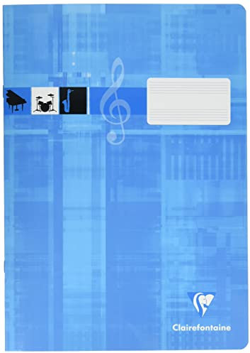 Clairefontaine 31014C Notenheft ideal für Musikunterricht, DIN A4, 21 x 29,7 cm, 8 Blatt, 90g, 1 Stück, türkis
