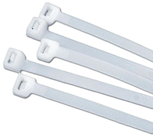 Nylon Plastic Cable Ties Long and Wide XL Zipper Ties Black and White Roll Up - White, 4.8mm x 200mm