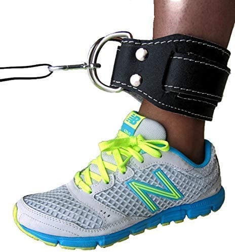 INFINITY Black/Leather GYM ANKLE STRAP 'POWER-STRAP Foot/Flex Ankle Strap SOLD SINGLE