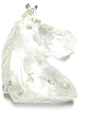 Colgante Cabeza de caballo de cristal de roca 3 cm con anilla Plata 925