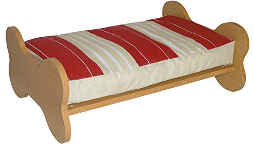 Record Kinderbett aus Holz mit gepolsterter Matratze für Hunde und Katzen, Maße 50 x 70 x 30 cm