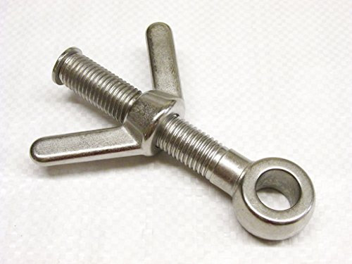 12MM x 80MM Stainless Steel Eyebolt with Wing Nut - Safety Fastener Latch Lock Rigging Catch