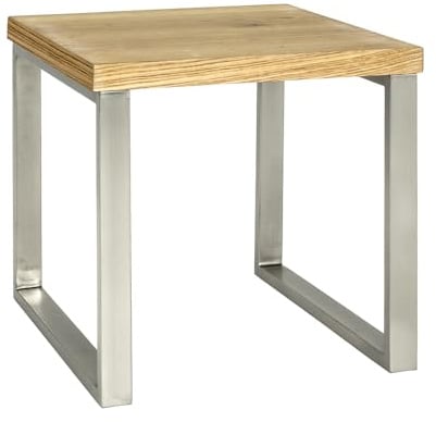 HAKU Beistelltisch MDF Echtholzfurnier Eiche Metall Gestell edelstahloptik Wabenplatte - Maße: B 45 x H 45 x T 50 cm, Style: Modern